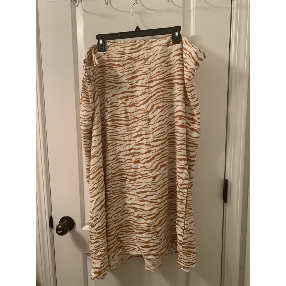Ava & Viv Zebra Print Woven High Slit Elastic Waist Midi Skirt Choose Your Size